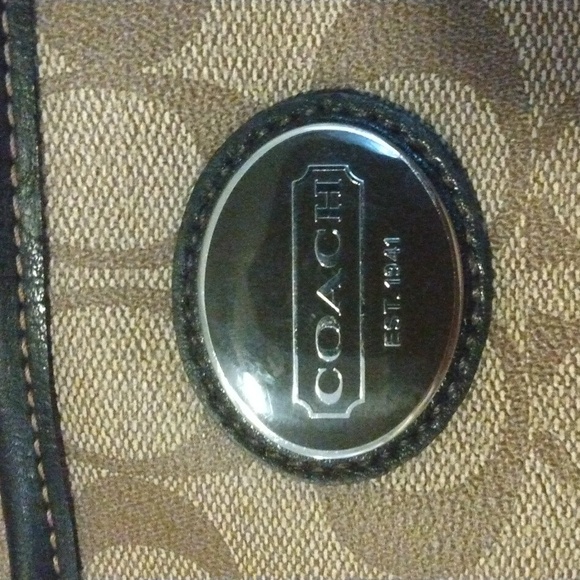 Coach | coated canvas tan brown logo print tote bag - Picture 3 of 12